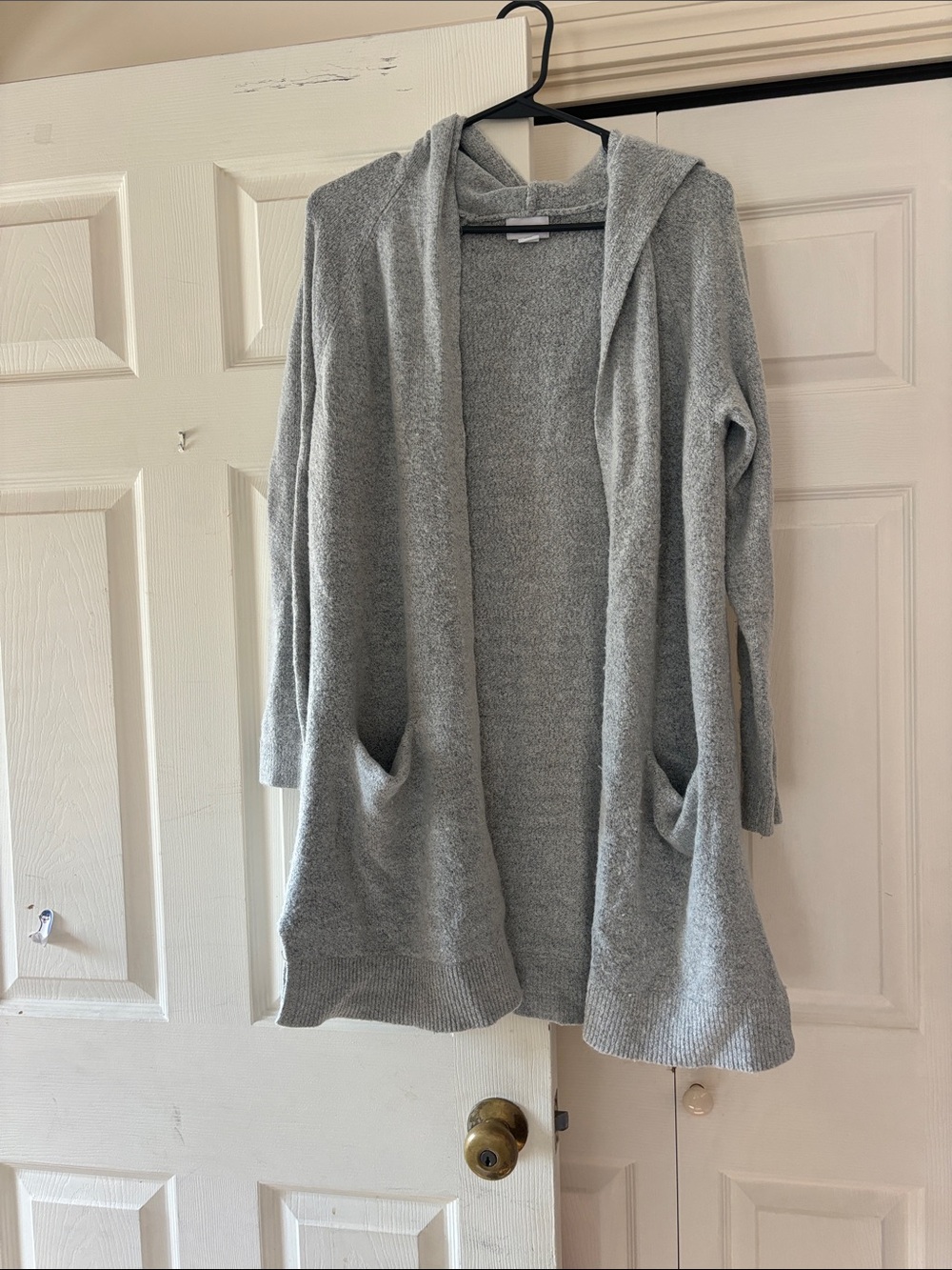 Old Navy Heather Gray Hooded Open-Front Cardigan